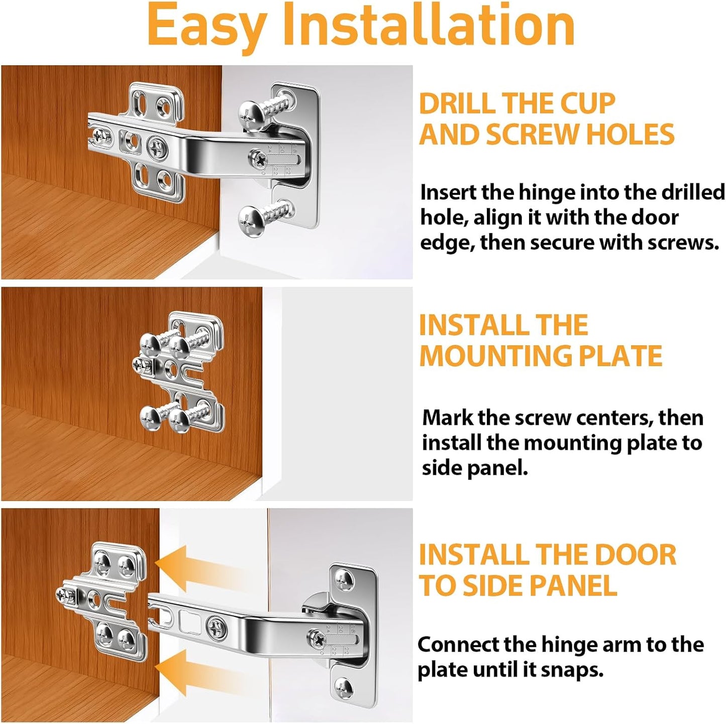 Cabinet Hinge Repair Plate Kit, 12Pcs Hinges Repair Fixing Plates | Stainless Steel for Kitchen Cupboard Door Replacement Rust Resistant With Mounting Screw