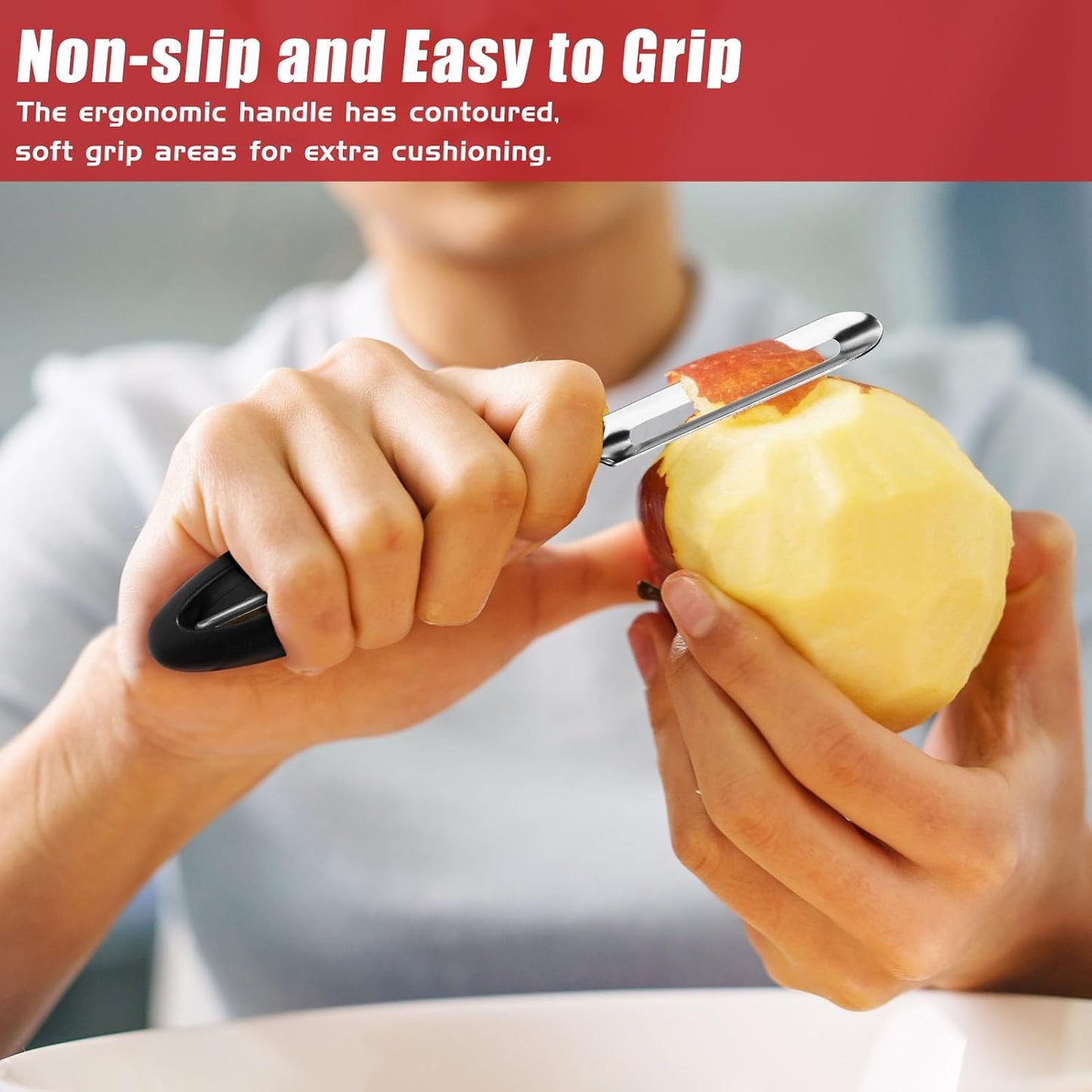 Professional #1071 Vegetable Peeler, Stainless Steel Fruit Potato Peeler, Swivel Vegetable Peeler with Easy Grip Ergonomic Handle & Ultra Sharp Stainless Steel Blades, 7 1/4 Inch Black
