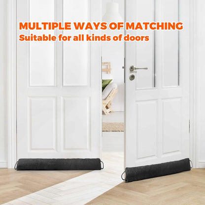 Holikme Weighted Door Draft Stopper - Under Door Seal, 36inch Black | Heavy Duty Fabric, Removable Washable Cover, Hook-and-Loop Fasteners Included, Soundproof & Thermal Insulation, Energy Saving