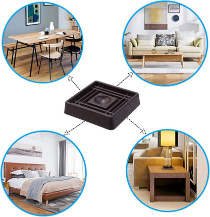 Semetall 1.5 Inch Rubber Caster Cups 8 Pack Black | Non Slip Furniture Coasters Floor Protectors for Bed Couch Table Chair
