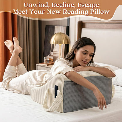 Reading Pillow/Backrest Pillow with Arms, Cup Holder & Phone Pocket