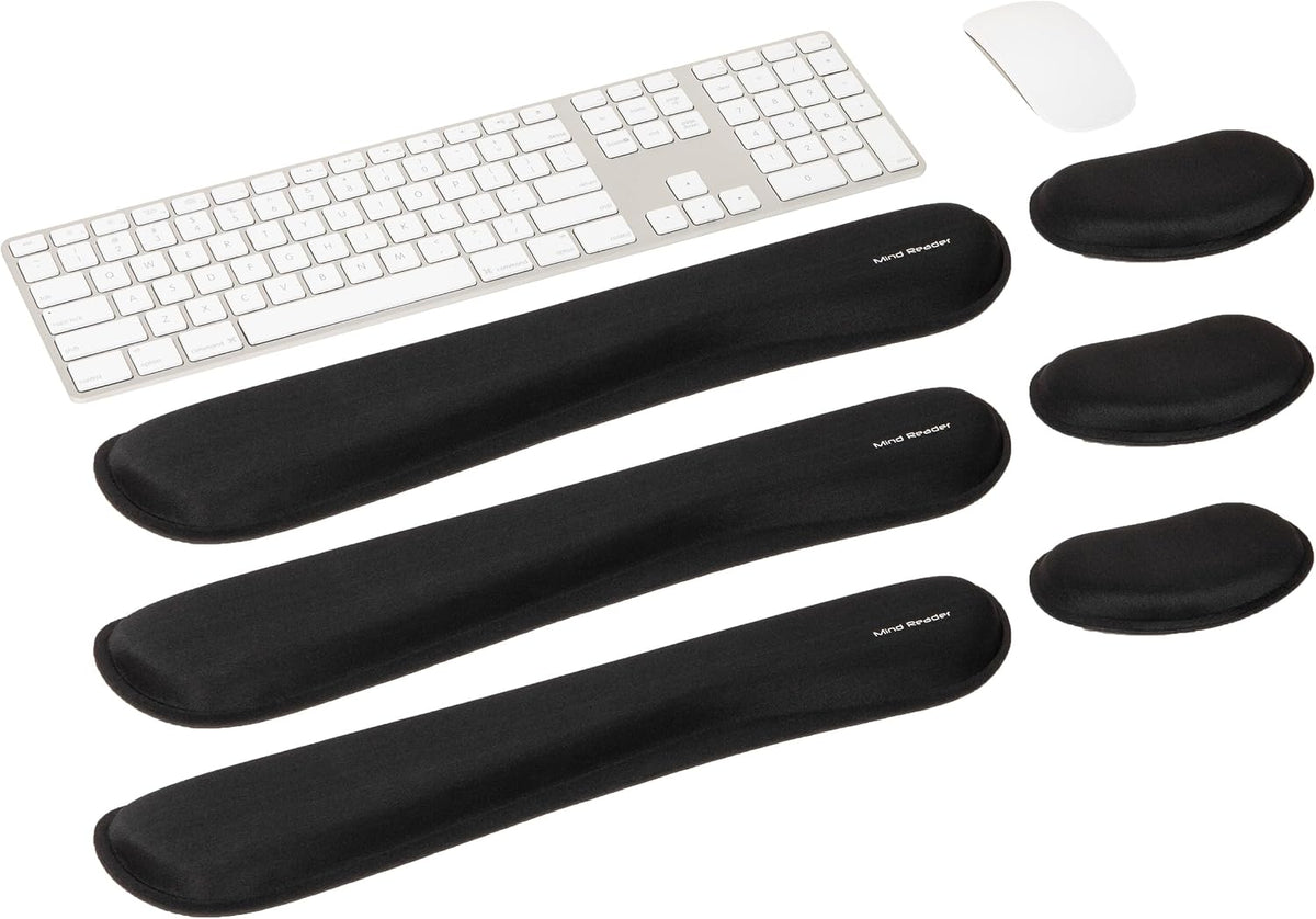 Mind Reader Air-Cloud Memory Foam Armrest Pads, Office & Gaming Chair Arm Rests, Elbow Support with Washable Cover, Black