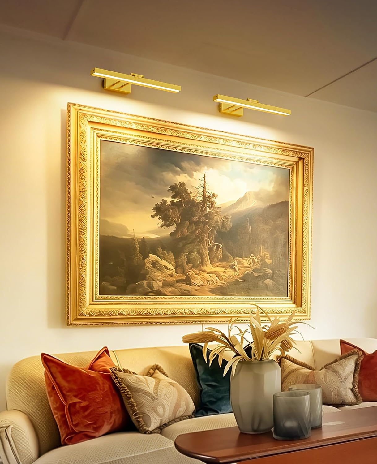 Picture Light for Wall, 16in Battery Wall Sconce Art Light CCT Dimmable Magnetic Battery Lights for Painting with Remote Control for Gallery Artwork Living Room Portraits Hallway 2PCS Black