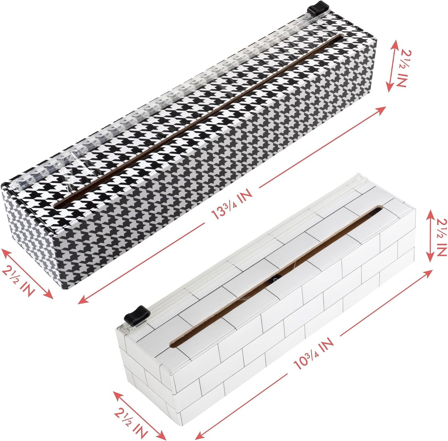 ChicWrap Subway Tile Plastic Wrap Dispenser - Includes 9"x250' roll | Small, Reusable Plastic Wrap Dispenser with Four Non-Slip Rubber Feet and Slide Cutter