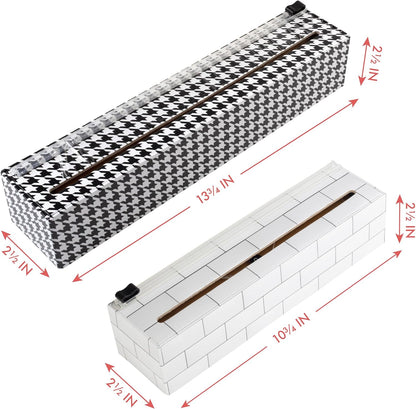 ChicWrap Subway Tile Plastic Wrap Dispenser - Includes 9"x250' roll | Small, Reusable Plastic Wrap Dispenser with Four Non-Slip Rubber Feet and Slide Cutter