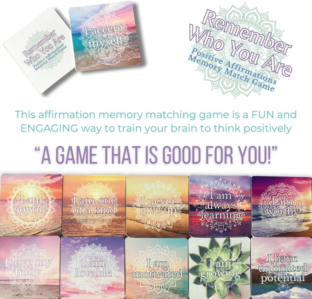 Affirmation Memory Matching Card Game Remember Who You Are Classic Edition | Affirmation Memory Matching Card Game Remember Who You Are Classic Edition