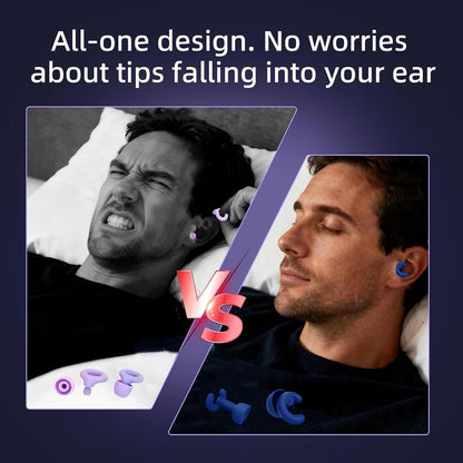 Noise Cancelling Ear Plugs Sleep 50dB NRR Side Sleep Small Ear | ultra soft silicone, reusable one-piece design, 4 sizes included, portable case