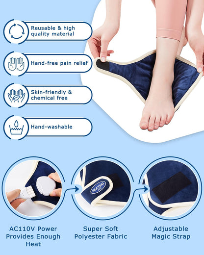 Cordless Foot Warmer with Heat and Massage - Rechargeable Heating Pad for Feet, 3 Temp & Vibration Levels, 60 Min Timer for Plantar Fasciitis, Ankle Pain, Cold Feet at Home, Office, Sleeping