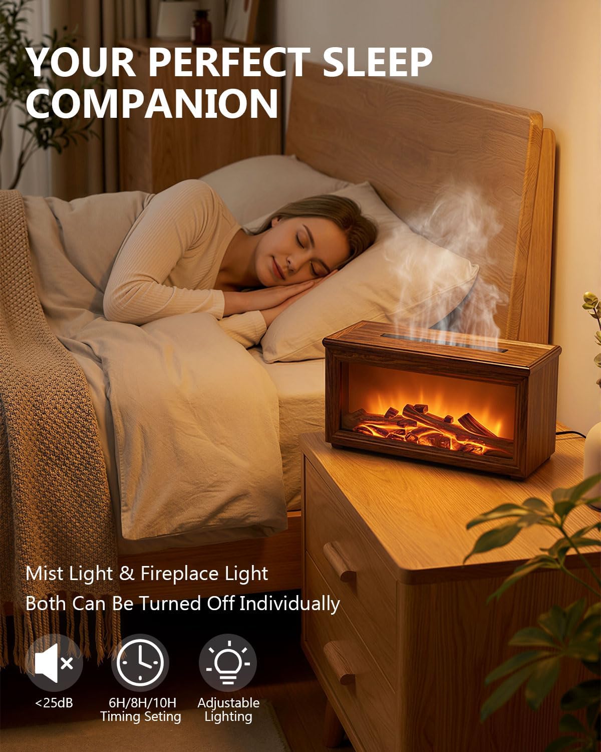 Essential Oil Diffuser, 7-Color Fireplace Fire Flame Aromatherapy Humidifier, 280ml Ultrasonic Aroma Diffuser, Cozy with Time Sets and Remote Control for Bedroom Home Yoga Office