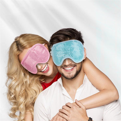 Plush Cooling Eye Mask with PVC Gel Beads, Cold & Hot Compress Sleep Mask with Blackout Design, Reusable Ice Bead Mask for Headache, Migraines Relief & Puffy Eyes(Grey)