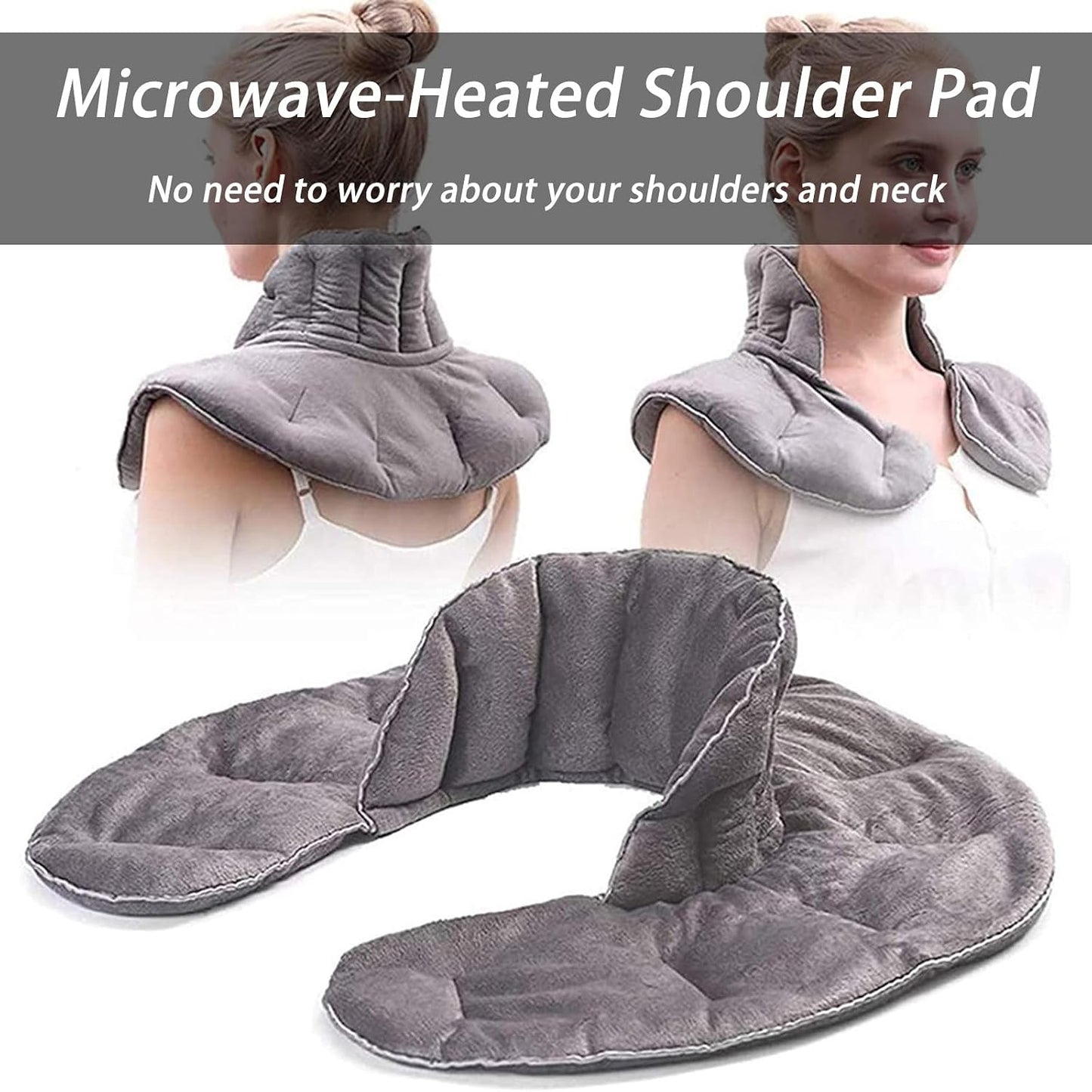 Microwavable Heating Pad for Neck and Shoulders Weighted Warmer Wrap with Moist Heat, Hot & Cold Compress for Pain Relie