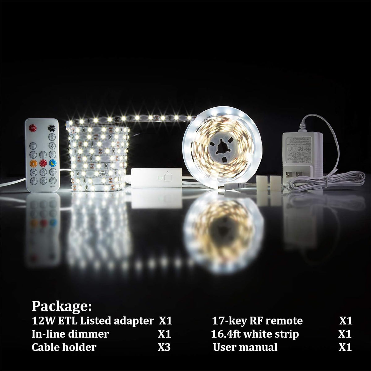 WOBANE 16.4ft Motion Sensor LED Strip with Remote,Warm White Tape Lighting
