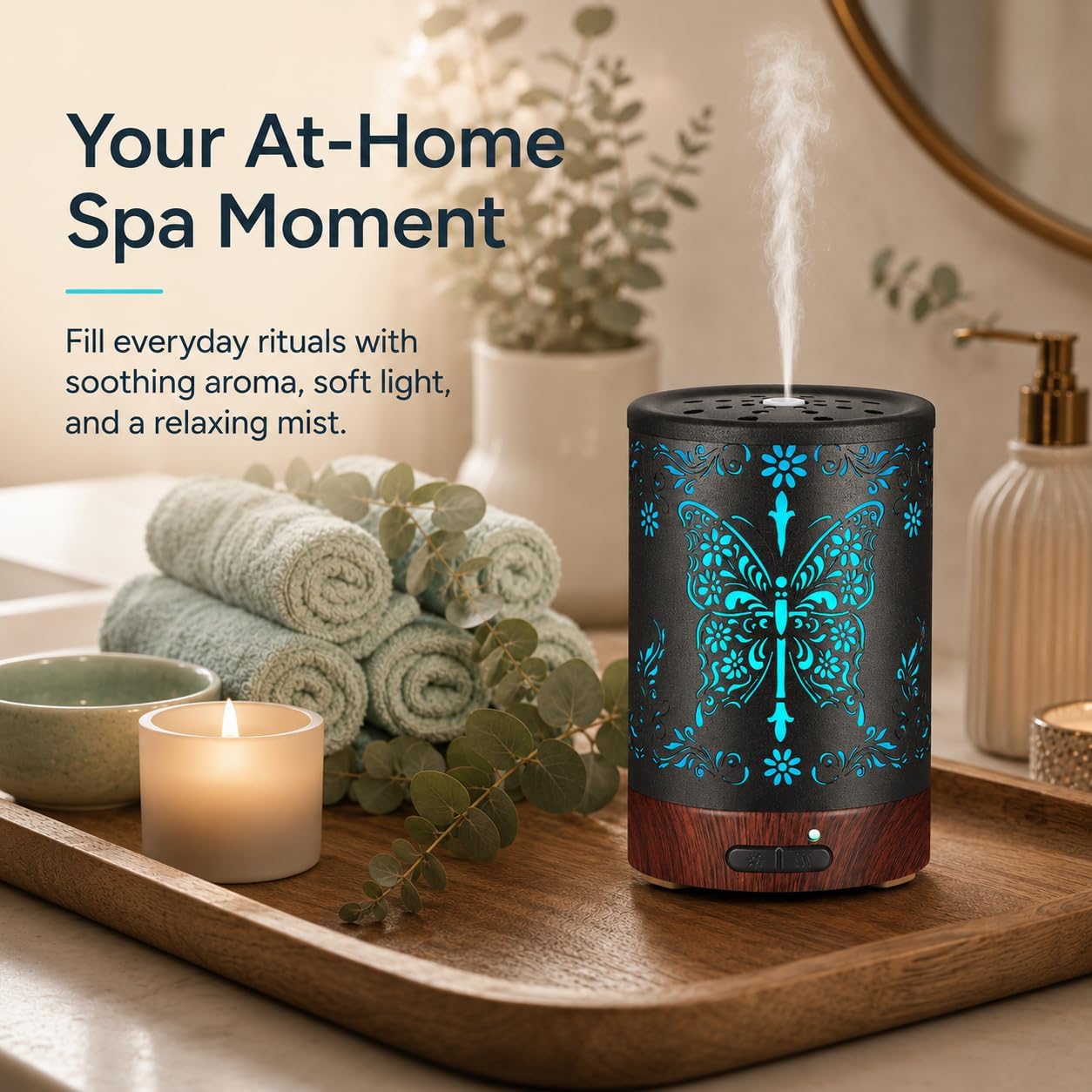 Tree Essential Oils Diffuser for Home 150ML Aromatherapy Diffuser | Birthday Gifts for Women mom,Metal Cool Mist Humidifier with 7 Colors Lights Waterless Auto Off Air Diffusers