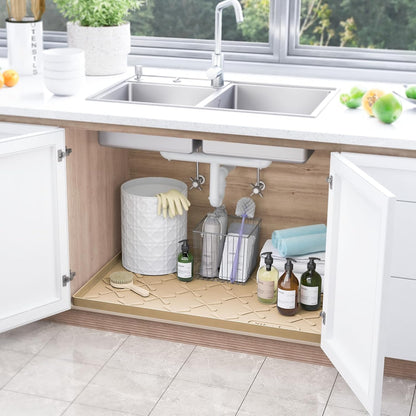 Waterproof Under Sink Mat 34" x 22", Silicone Mat Kitchen liner | BPA-Free Silicone Tray with Raised Lip Protect Cabinets from Leaks, Versatile Home Organizer for Bathroom, Pets, Boots, Floor