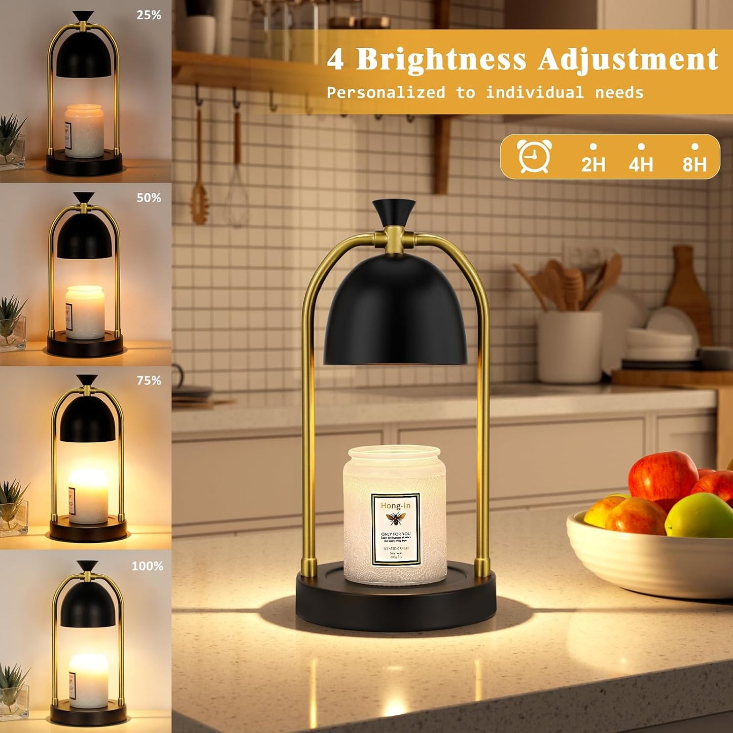 Brown Candle Warmer Lamp with Timer-Electric Candle Light for Bedroom Decor, Aromatherapy at Home | Gifts for Men | Home Gift Ideas