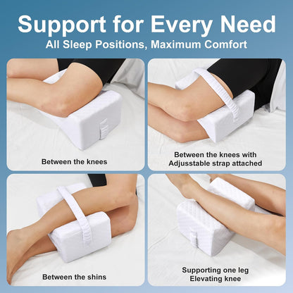 UJPFEO Knee Pillow for Side Sleepers, Leg Pillow for Sciatica, Back, HIPS, Knees, Joints Pain Relief,Pillows for Between Legs While Sleeping Spine Alignment Support & Relieves Pressure,Cooling White