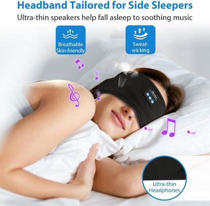 2-Pack Sleeping Headphones, Ultra-Thin Headband Headphones for Side Sleepers, Adjustable Bluetooth Headband for Yoga, Running, Workout & Travel
