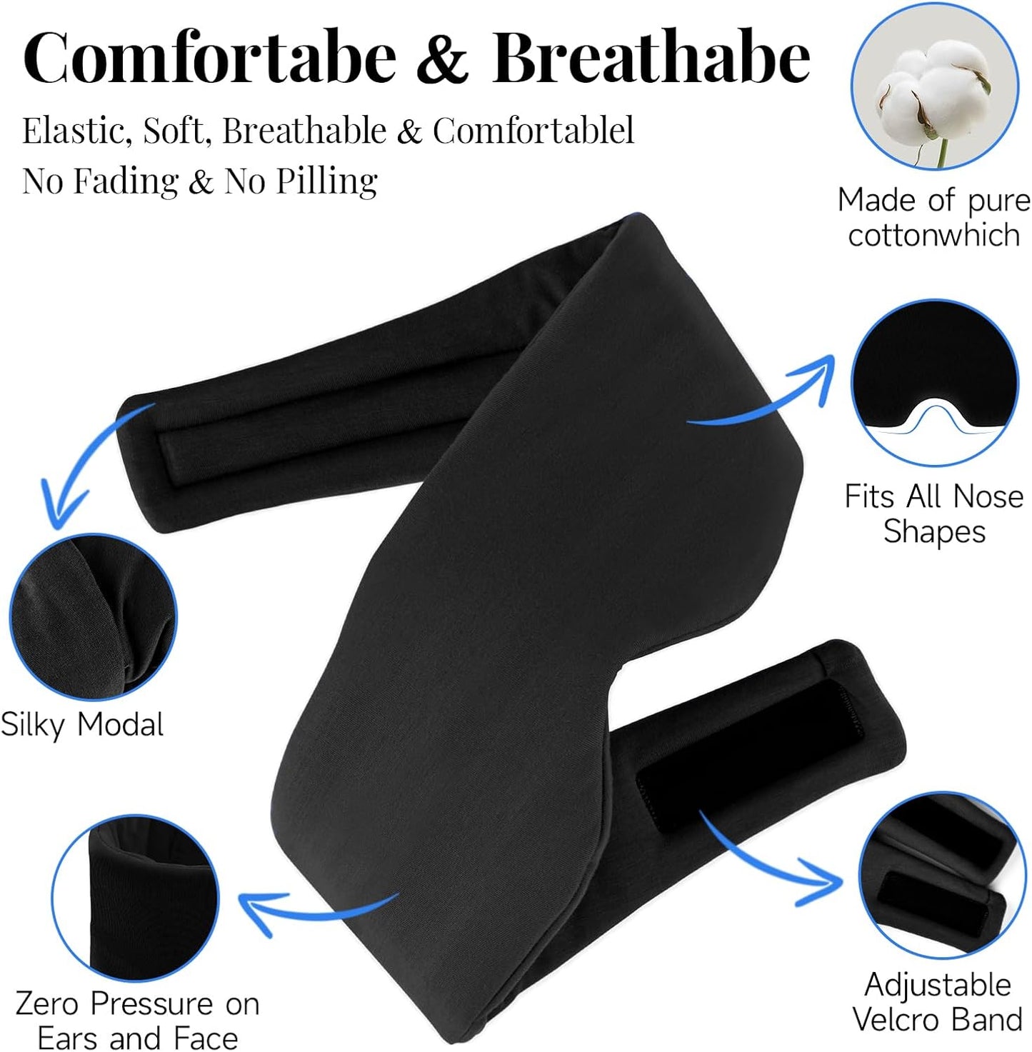 Silk Sleep Mask – 100% Mulberry Silk Eye Mask for Sleeping, Soft Slip Feel, Adjustable Headband, Blackout for Side Sleepers, Men & Women | Soft Slip Feel, Adjustable Headband, Blackout for Side Sleepers, Men & Women