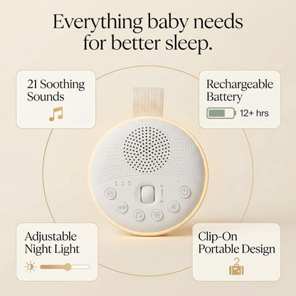 White Noise Machine for Baby & Adults with 21 Relaxing Sounds & Adjustable Night Light, Rechargeable & Portable Sleep Aid for Home & Travel