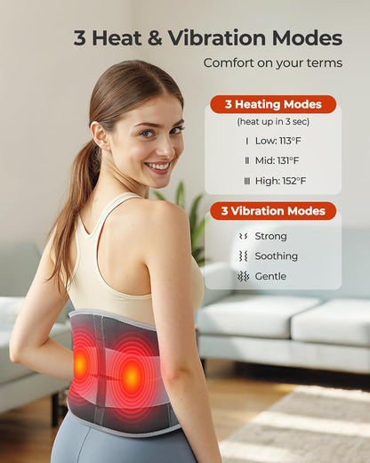 Cordless Heating Massage Pad Customizable Pain Relief with 3 Heat 3 Vibration 3 Timer Settings Wearable and Rechargeable for Back Menstrual Cramps Thoughtful Unisex Gift