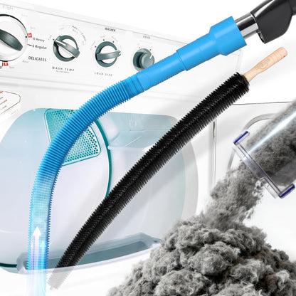 Holikme Dryer Vent Cleaner Kit 2Pack - Lint Vacuum Attachment & Brush | Blue Dryer Vent Vacuum Hose Attachment & Brush Reach Deep Traps - Remove Hidden Lint, Speed Drying & Reduce Fire Risk
