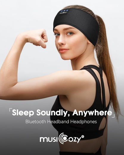 MUSICOZY Sleep Headphones Bluetooth Headband Headphones for Side Sleepers | Sleeping Headbands Wireless Sports Earphones Sweat Resistant Earbuds for Workout Running Cool Gadgets Unique Gifts for Women