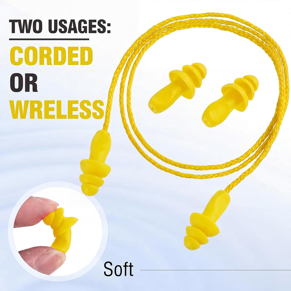 Tondiamo 200 Pairs Ear Plug Bulk with Cord Reusable Silicone, Fresh