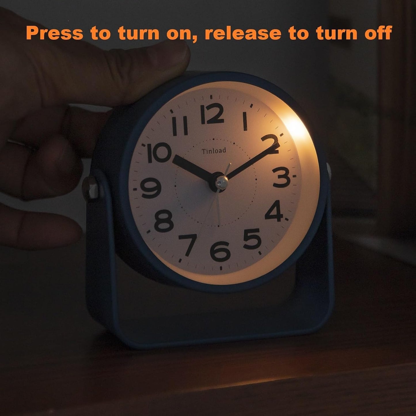 Tinload Analog Alarm Clock for Bedroom, Silent Non-Ticking Quartz Movement, Battery Operated with Snooze & On-Demand Light, Bedside Desk Table Clock, Ideal for Home, Office (Green)