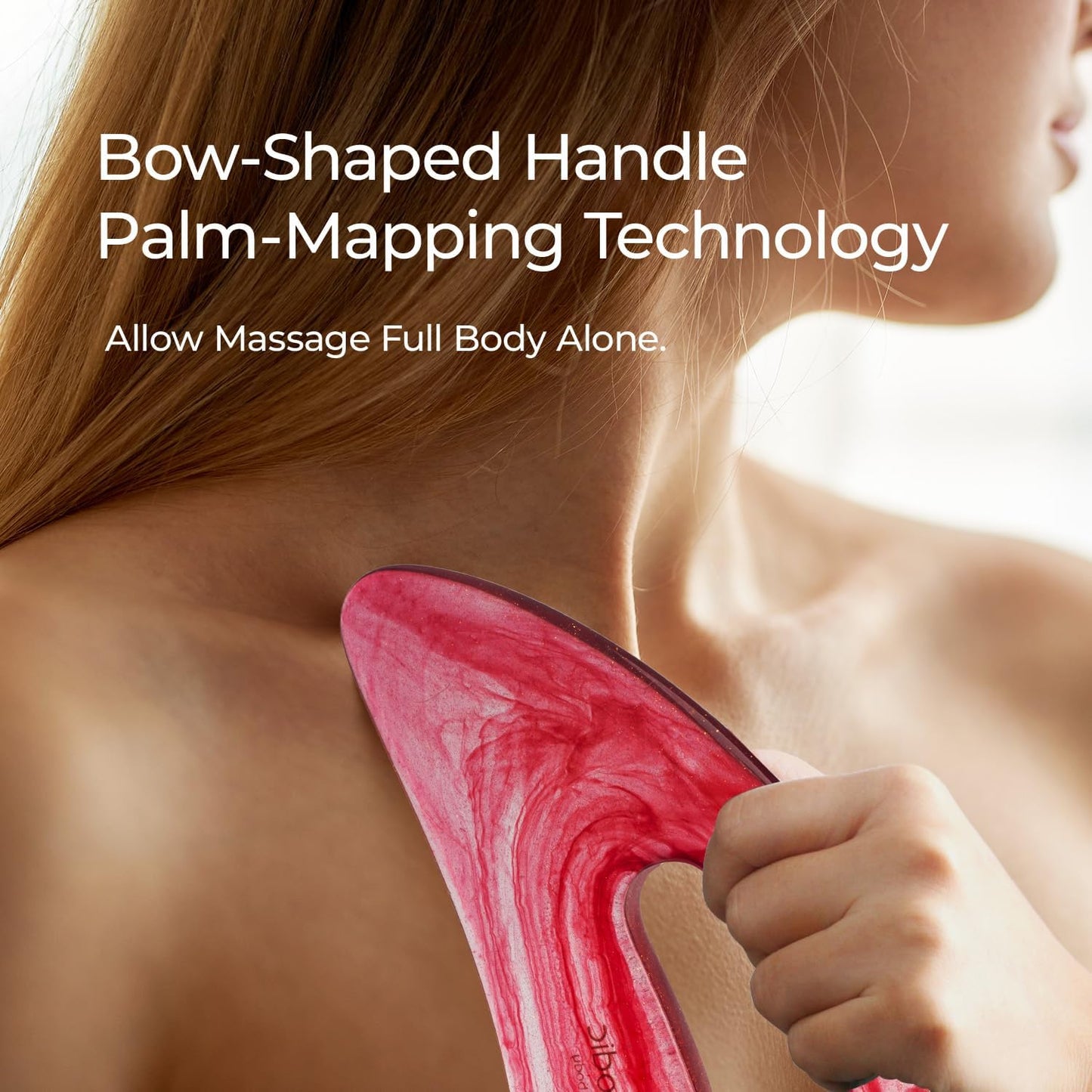 Scienlodic Gua Sha Massage Tool with Handle (Resin) Larger Guasha Scraping Tool for Back Neck Face Leg Massage, Lymphatic Drainage, Cellulite Remove - Large