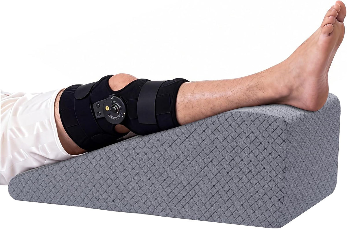 HOMBYS Leg Elevation Pillow for After Surgery, Knee Replacement & Recover, Wedge Pillow for Knee, Hip, Ankle Support, Home Recovery Equipment (Grey, 27in×11.6in×9in)