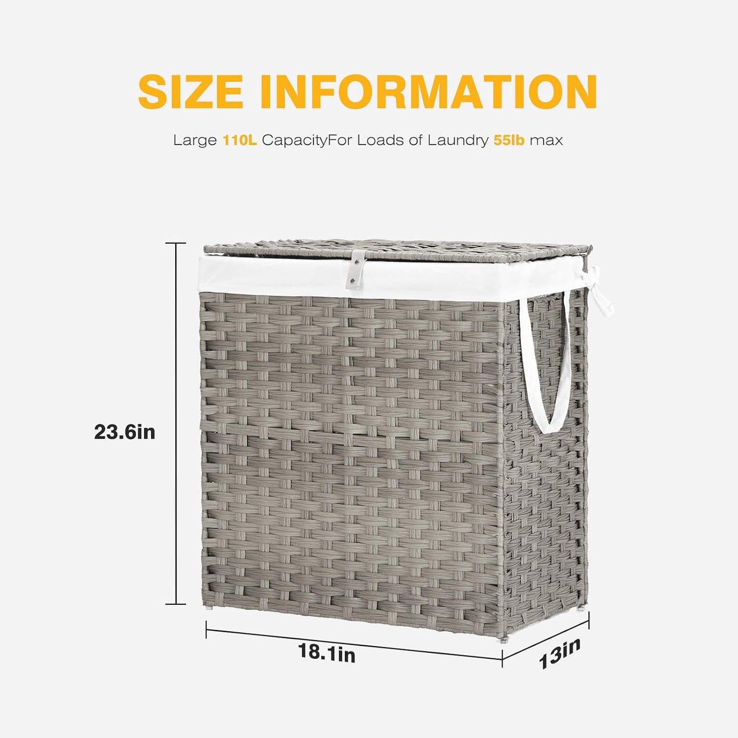 NEWBULIG Laundry Hamper Sorter with Wheels, Rolling Laundry Basket with Shelf & Removable Pull-Out Bag, Dirty Clothes Hamper for Room Organizer, 3 x 10.6 Gal (120L) - Rustic Brown and Black