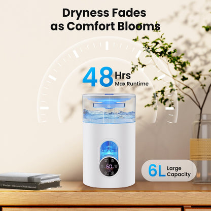Humidifiers for Bedroom Large Room -GloryAir 6L Cool & Warm Mist Humidifier