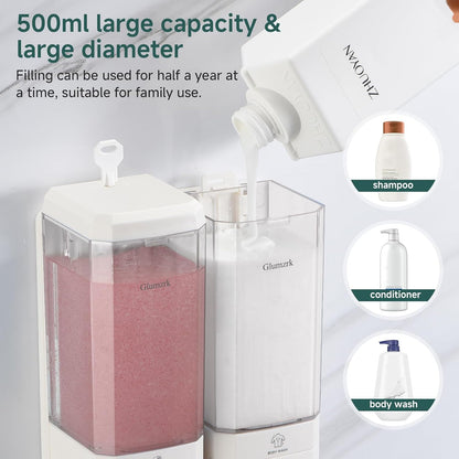 Shampoo and Conditioner Dispenser 3 Chamber No Drill Shampoo Dispenser for Shower Wall Mounted Shower Soap Dispenser 3 * 500ml Refillable Shower Dispenser for Bathroom Hotel(Black 3 Chamber)