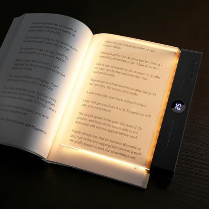 LED Book Light, 3 Color Temps & Stepless Dimming, Night Reading with Timer | 2-In-1 Rechargeable Clear LED Flat Reading Light and Night Light. Perfect for Night Reading and Bookish Gifts(Black)