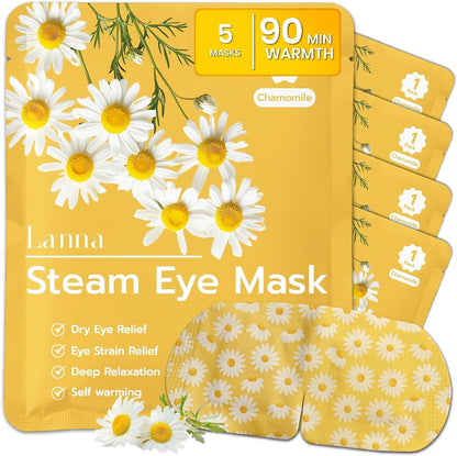 LANNA Heated Steam Eye Mask, Disposable 120 Minutes, Lavender Scent, 5 Pcs