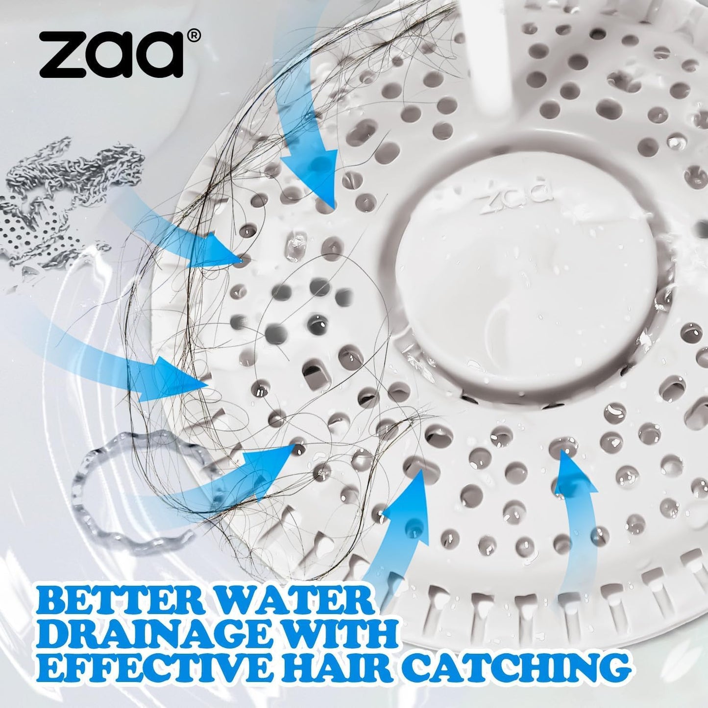 Shower Drain Hair Catcher Silicone Flat Floor Strainer Protector | 2 Pack Gray Weighted Flat Shower Drain Protectors, Traps Hair Before Clogs, Easy to Clean in Seconds, Fits Flat Floor Drains