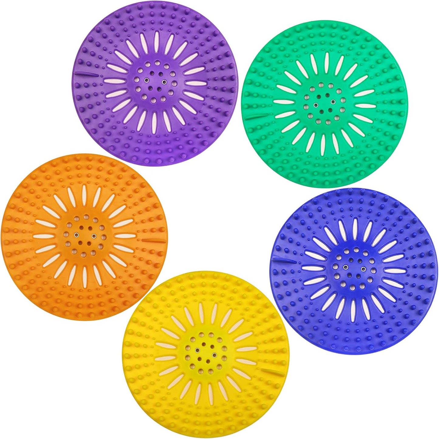Gotega 5 Pack Sink Drain Strainer, Hair Catcher for Bathroom Tub Shower | Sink Hair Catcher Shower Drain Durable Silicone Hair Stopper Shower Drain Cover Hair Trap, Bathroom Sink Replacement