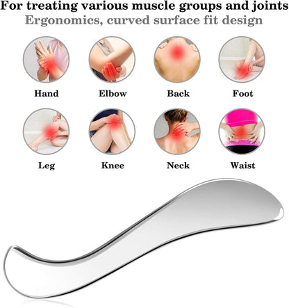 Gua Sha Scraping Tool Stainless Steel, Body Massage for Neck Back
