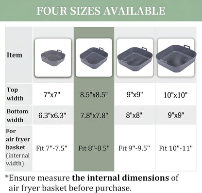 Golden Associate Silicone Liners Square for 8 to 8.5 inch Air Fryer, 2 Pcs Non-stick Food-grade Reusable Basket Baking Tray Airfryer Accessories