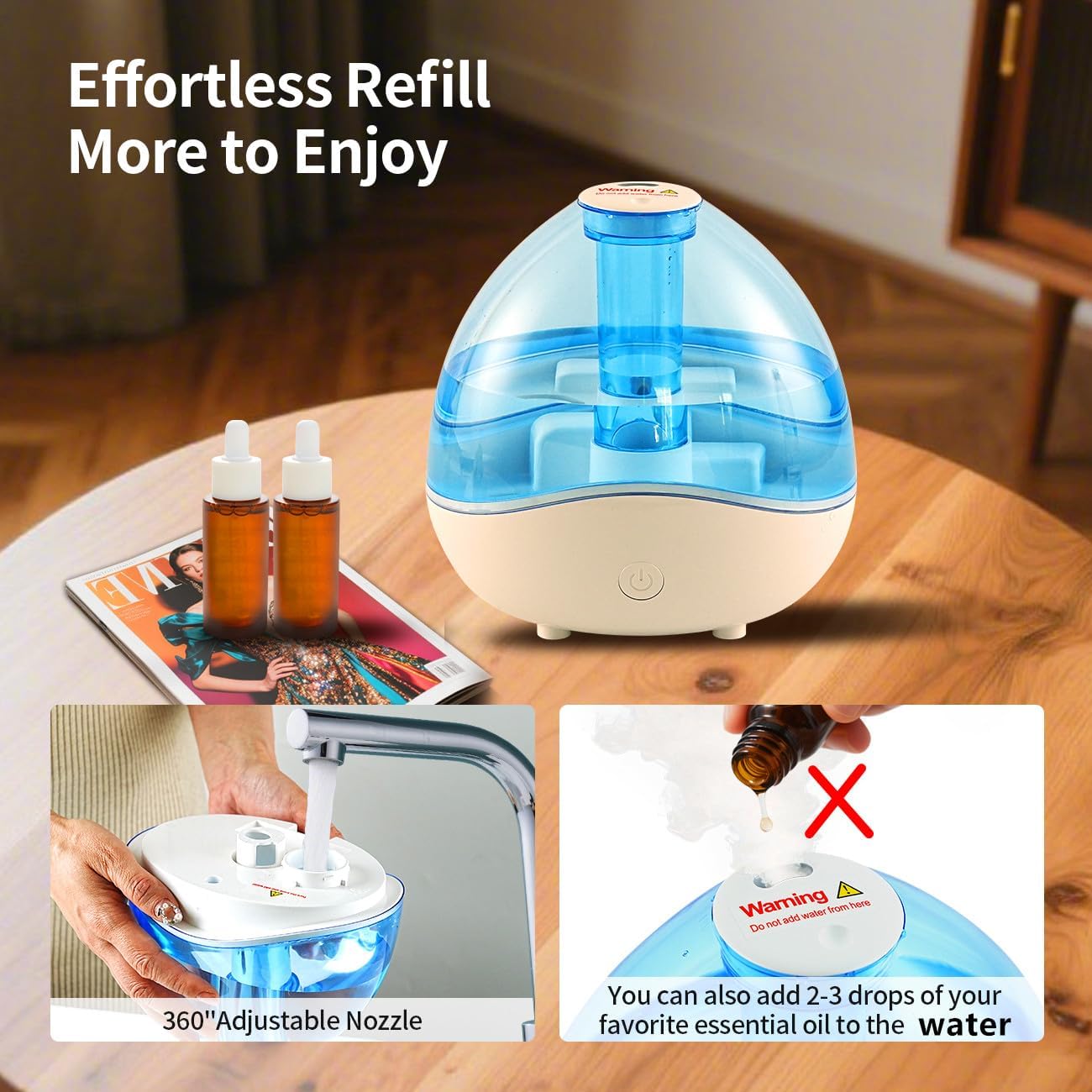 Humidifiers for Bedroom 1.5L | Cool Mist, Quiet, For Home