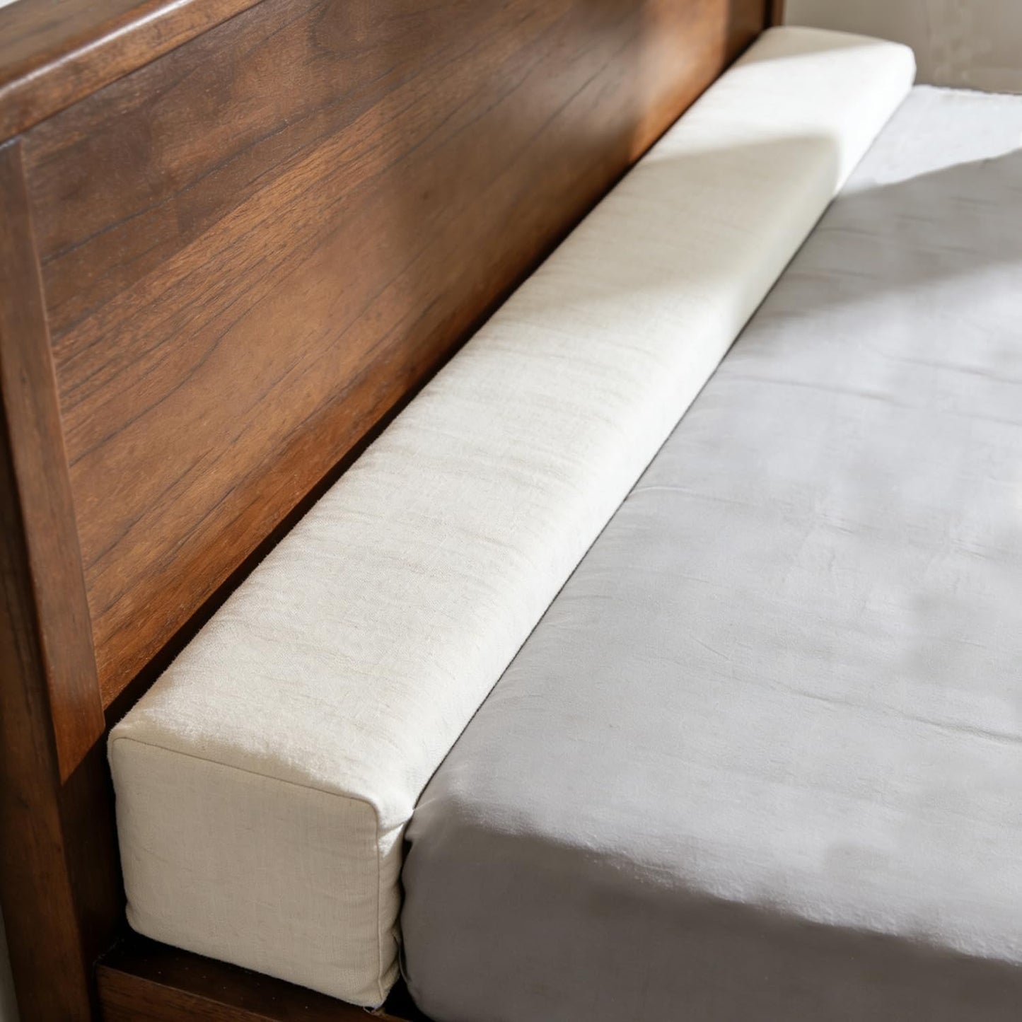 79x2x12 Inch Headboard Gap Filler with Foam Space Filler Between Bed and Wall Bolster Pillow Bed Gap Filler, Beige
