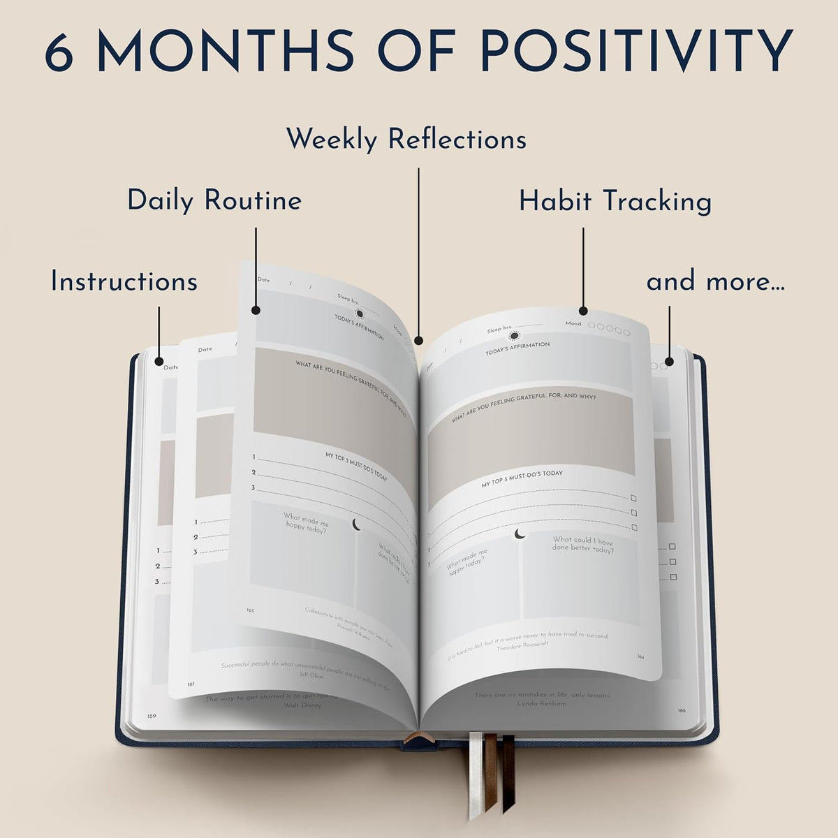 Gratitude Journal for Men, 6-Month Guided Daily Prompts, Fabric Hardcover