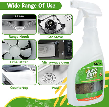 NUAN Heavy Duty Degreaser Spray, Kitchen Degreaser Cleaner Spray 500ML — Removes Grease & Oil on Stove Top, Oven, Grill, Microwave, Range Hood, All Purpose Degreaser Multi Surface Cleaner