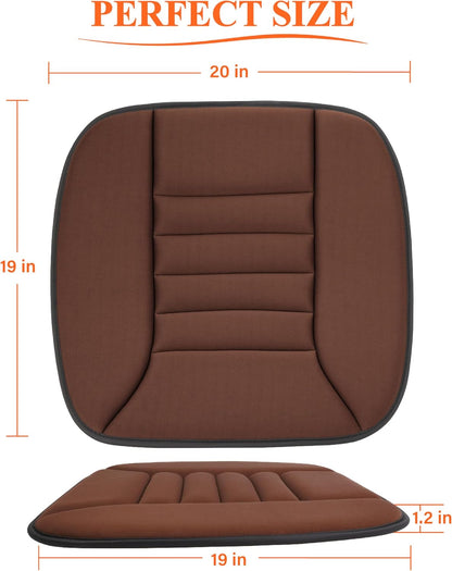 kingphenix Memory Foam Car Seat Cushion for Driver and Office Chair Comfort | 1.2-Inch-Thick Memory Foam Seat Pad, Soft, Breathable Fabric, Non-Slip Silicone Bottom for Long Drives and Office Use, Black