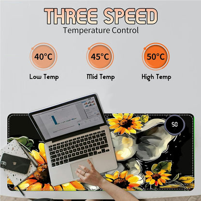 Heated Desk Pad Heated Large Mouse Pad, Electric Quickly Warm Desk Mat with 3 Levels Heating 3 Hours Auto Shut-Off, 31.5" x 13" Warm Gaming Mousepad Hand Foot Warmer, Baby Elephant