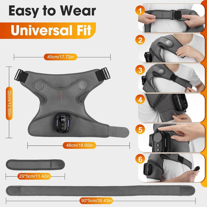Cordless Shoulder Heating Pad with Massage & Magnetic Remote Control | Heated Shoulder Wrap for Pain Relief, Shoulder Massager for Rotator Cuff, 5 Heats & 5 Vibrations, 3 Auto Shut-Off Timers