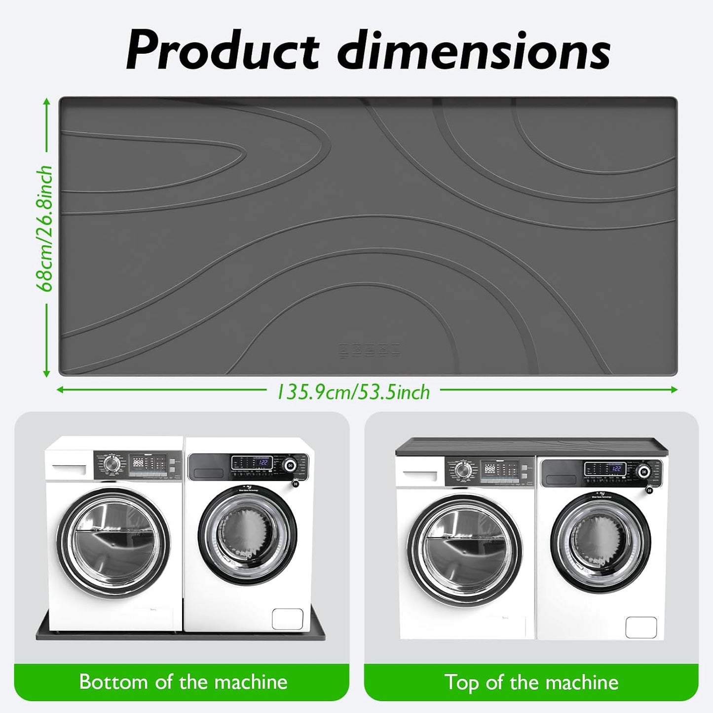 Washing Machine Drain Pan Silicone mat – 30x33 Inch Non-Slip Waterproof Washer Drip Tray, Anti-Vibration Soft Mat for Under Dryer or Washer, Floor Leak Protector for Laundry Room
