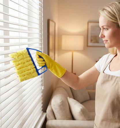 3 Pcs Window Blind Cleaner, Blind Duster for Wood Blinds 7-Finger Tool | for Venetian Blind & Air Conditioner Vents (Orange, Yellow, Blue)