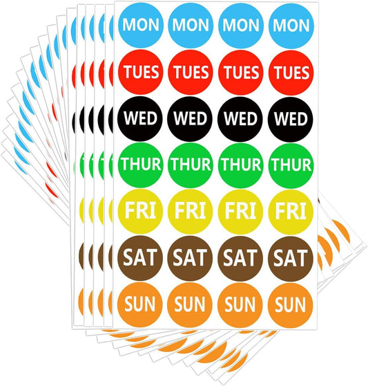 Remarkable 7 Days of The Week Labels Color Coding Dot Round Self Adhesive Stickers,1inch Round Dot Stickers-Mon,Tue,Wed,Thurs,Fri,Sat Sun-Food Rotation Labels(500 Pcs)