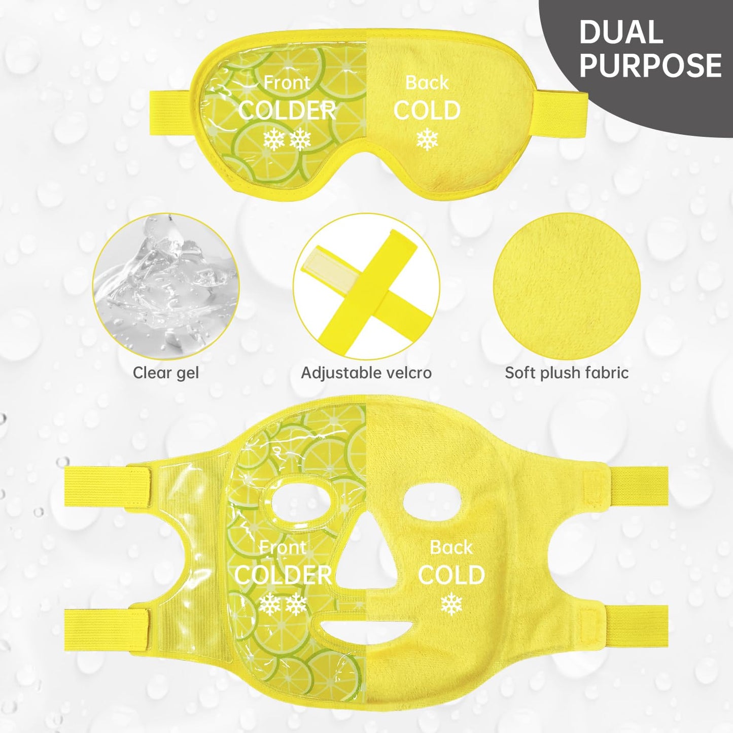 ZNÖCUETÖD Cold Face Eye Mask Ice Pack Reduce Facial Puff, Dark Circles, Hot Cold Compress Pack, Face SPA Gift for Woman Sleeping, Pressure, Headaches, Skin Care, Post Laser Cosmetic Care, Reversible
